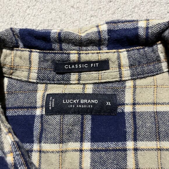Lucky Brand Flannel Shirt Mens XL Plaid Preppy Long Sleeve Cotton Lightweight - Picture 6 of 9